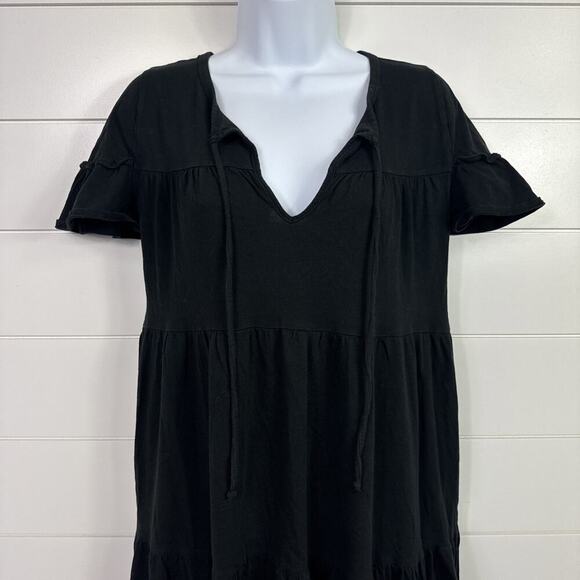 J. Crew Pullover Short Sleeved Knit Tee Shirt Dress Black sz XS - Picture 2 of 6